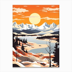 Retro Winter Illustration Patagonia Argentina 1 Canvas Print