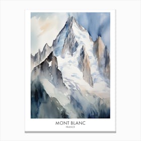Mont Blanc France Watercolour Travel Poster 4 Canvas Print