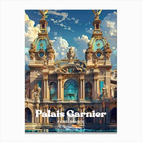 Palais Garnier Opera House Digital Travel Illustration Canvas Print