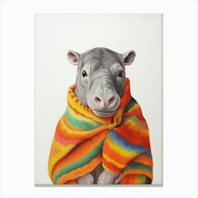 Baby Animal Wearing Sweater Hippopotamus 1 Canvas Print