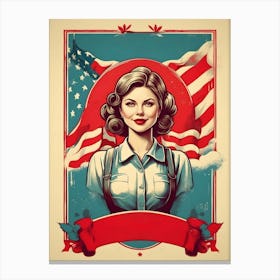 Woman With An American Flag Canvas Print