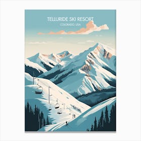 Poster Of Telluride Ski Resort   Colorado, Usa, Ski Resort Illustration 0 Canvas Print