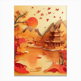 Beautiful Landscape Paper Craft Style 17 Canvas Print