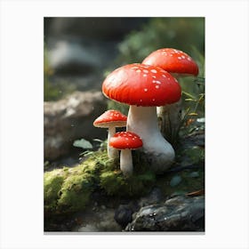 Mushrooms Painting (2) 3 Canvas Print