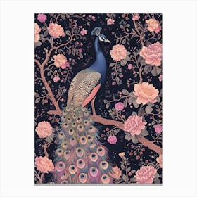 Pink Peacock Wallpaper Canvas Print