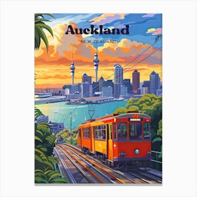 Auckland New Zealand Train Digital Travel Art Canvas Print