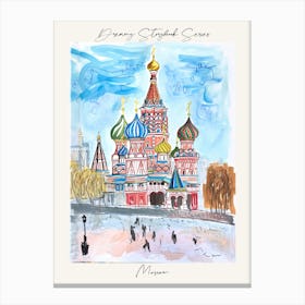 Poster Of Moscow, Dreamy Storybook Illustration 1 Canvas Print