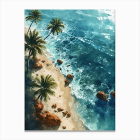 Watercolor Of A Tropical Beach Canvas Print