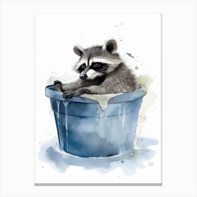 A Urban Raccoon Watercolour Illustration Storybook 4 Canvas Print