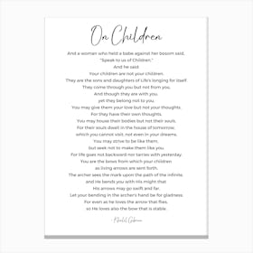 On Children Poem By Khalil Gibran Canvas Print