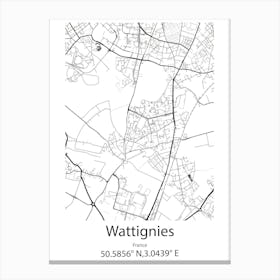 Wattignies,France Minimalist Map Canvas Print