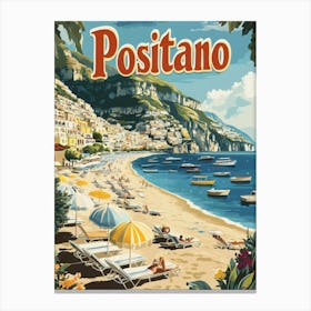 Aihrgdesign A Classic 1960s Travel Poster For Positano 5 Canvas Print