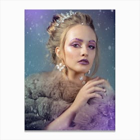 Beautiful Girl In A Fur Coat Canvas Print