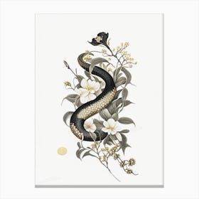 Water Moccasin Snake Gold And Black Canvas Print
