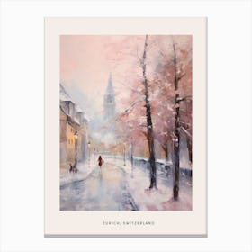 Dreamy Winter Painting Poster Zurich Switzerland 3 Canvas Print