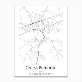 Czersk Pomorski,Poland Minimalist Map Canvas Print