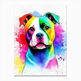 American Staffordshire Terrier Rainbow Oil Painting dog Canvas Print