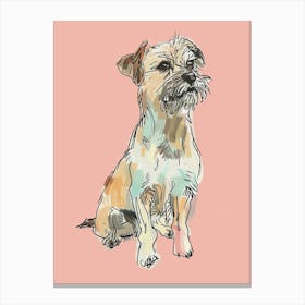 Border Terrier Dog Pastel Line Watercolour Illustration  1 Canvas Print