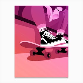 Skater Girl With Vans Pinkorange Canvas Print