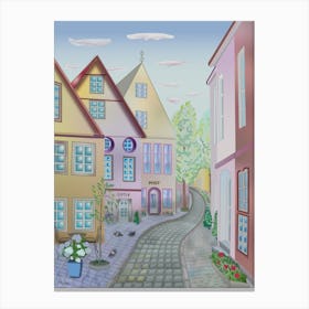 Landscape with a quiet German street Canvas Print
