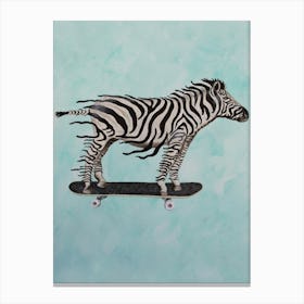 Zebra Skateboarding Canvas Print