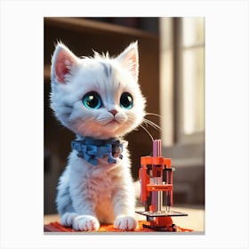 Cat In A Microscope 3d Print Canvas Print