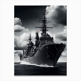 Battleship In The Ocean Canvas Print