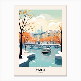 Vintage Winter Travel Poster Paris France Canvas Print