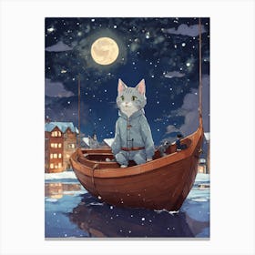 Cat In A Boat 1 Canvas Print