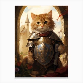 Cute Cat In Medieval Armour 3 Canvas Print