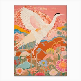 Maximalist Bird Painting Egret 1 Canvas Print
