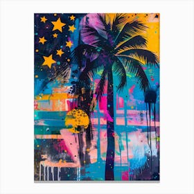 Palm Tree At Night Canvas Print