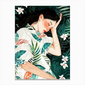 Asian Girl Sleeping illustration Canvas Print