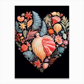 Detailed Illustrative Shell Heart Canvas Print