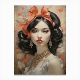 Girl With A Bow Canvas Print