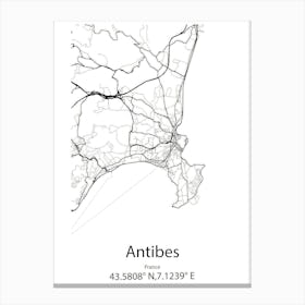 Antibes,France Minimalist Map Canvas Print