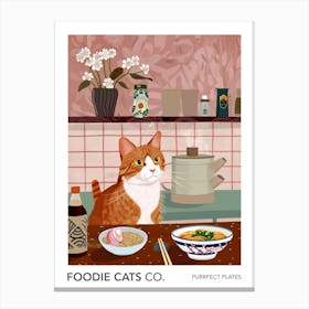 Foodie Cats Co Cat And Ramen In The Kitchen 1 Canvas Print