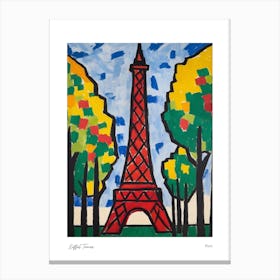 Eiffel Tower Paris Matisse Style 1 Watercolour Travel Poster Canvas Print