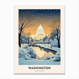 Winter Night  Travel Poster Washington Dc Usa 1 Canvas Print