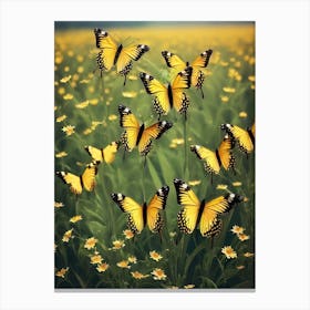 Yellow Butterflies In A Field 1 Canvas Print