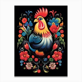 Folk Bird Illustration Chicken 4 Canvas Print