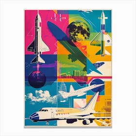 Air Space Museum New York Colourful Silkscreen Illustration 2 Canvas Print