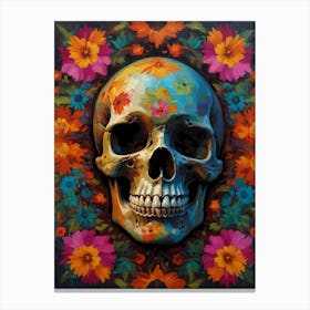 Skull With Flowers Canvas Print