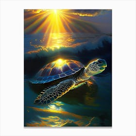 Hatching Sea Turtle, Sea Turtle Monet Inspired 1 Canvas Print