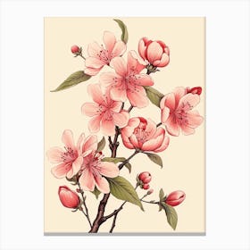 Sakura Cherry Blossom 6 Vintage Japanese Botanical Canvas Print