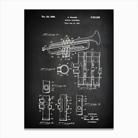 Trumpet Gifts, Trumpet Art, Trumpet Decor, Trumpet Player Gift, Trumpet Teacher Gift, Trumpet ,Trumpet Blueprint Patent,Trumpet Poster,Mt3461 Canvas Print