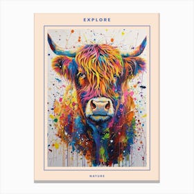 Hairy Cow Colourful Painting Poster Canvas Print