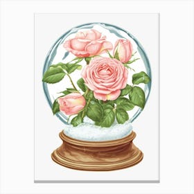 English Roses Painting Rose In A Snow Globe 1 Canvas Print