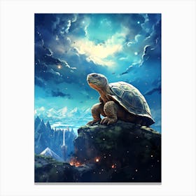 Turtle On A Rock Canvas Print