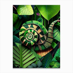Snail In The Rainforest Patchwork Canvas Print